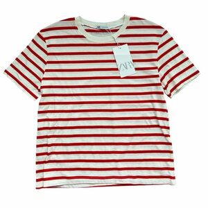 🔸Zara Bold Red and Cream Striped Top